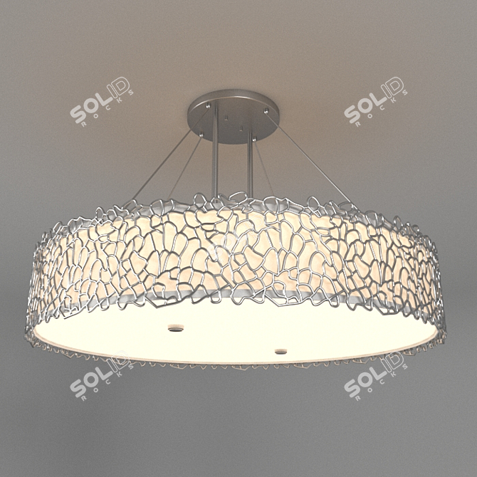 Silver Coral Oval Chandelier Pendant 3D model image 1