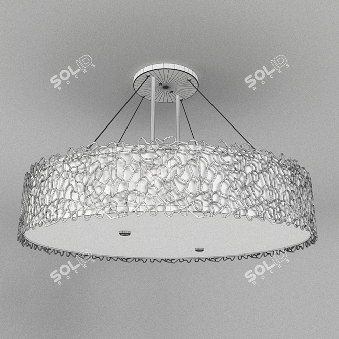 Silver Coral Oval Chandelier Pendant 3D model image 2