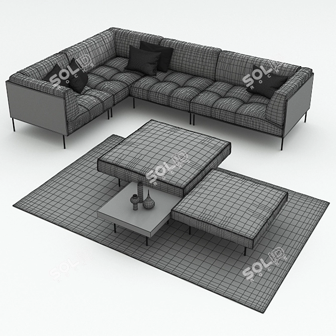 Rod and Upland: Contemporary Seating Set 3D model image 3