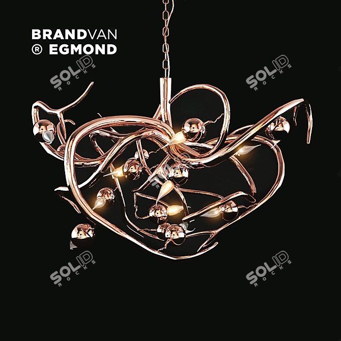 Elegant Copper Pendant Light 3D model image 1