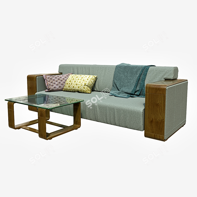 Sleek Sofa Set with Coffee Table 3D model image 1