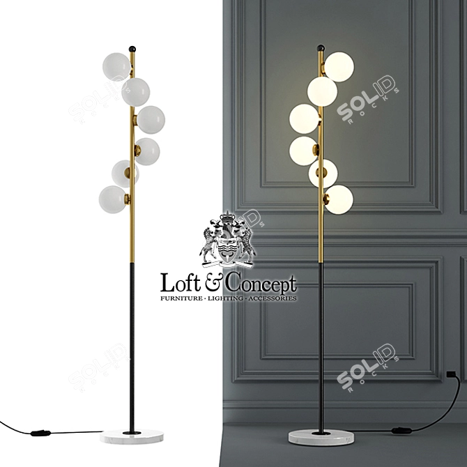 Modern Metal and Glass Floor Lamp 3D model image 1