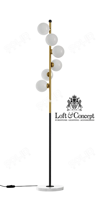 Modern Metal and Glass Floor Lamp 3D model image 2