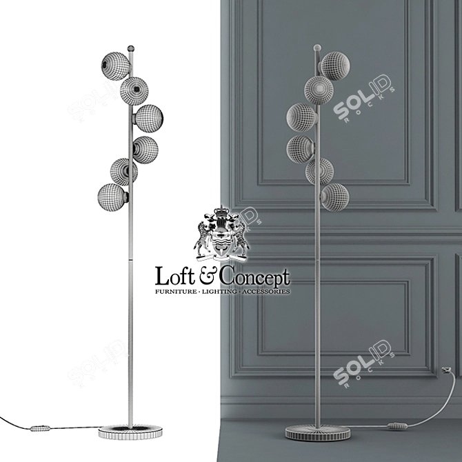 Modern Metal and Glass Floor Lamp 3D model image 3