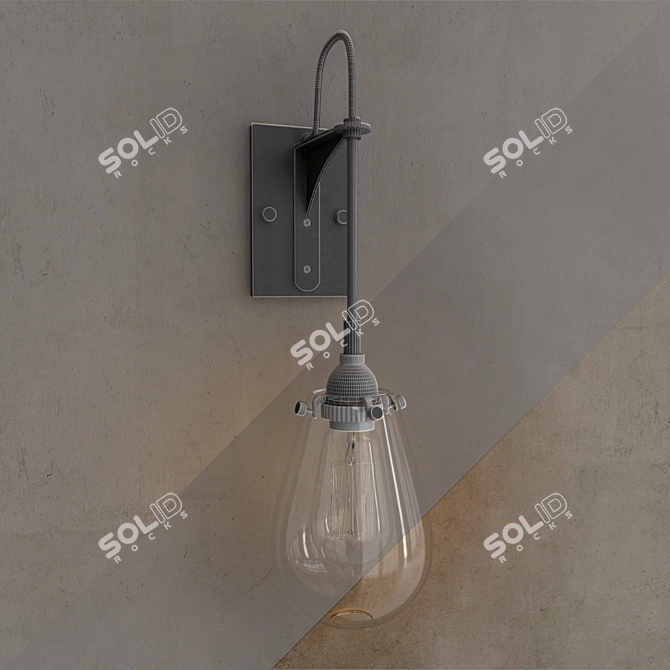 Sleek Satin Black Chelsea Sconce 3D model image 3