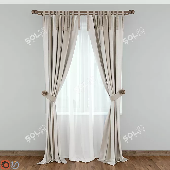 Sleek Curtain Design Set 3D model image 1