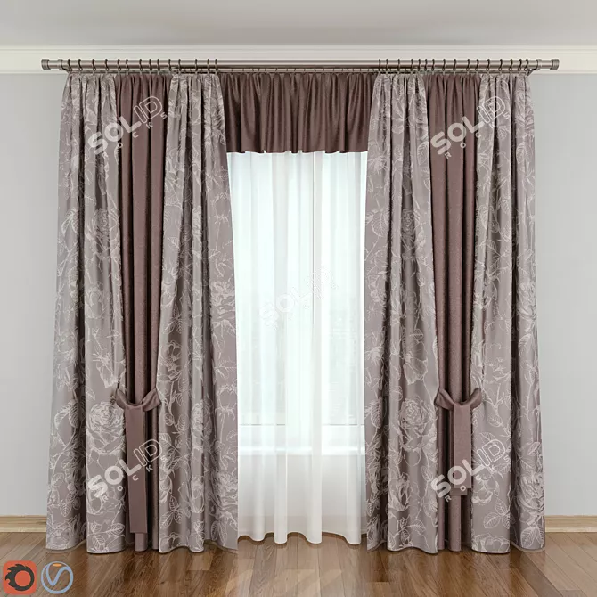 Elegant Modern Curtain Design 3D model image 1