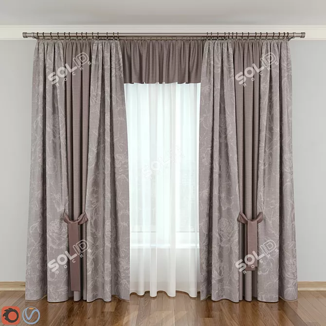 Elegant Modern Curtain Design 3D model image 2