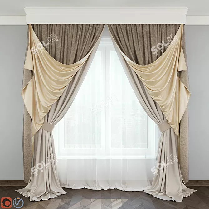 Elegant Curtain Collection 3D model image 1