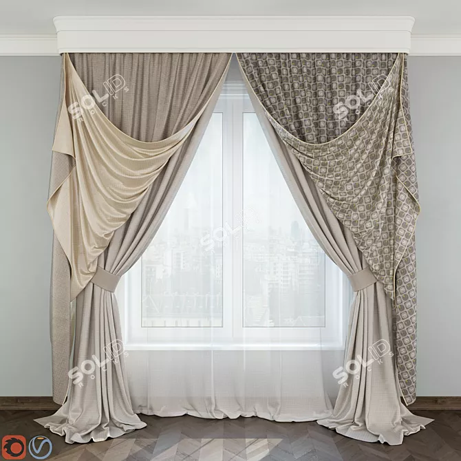 Elegant Curtain Collection 3D model image 2