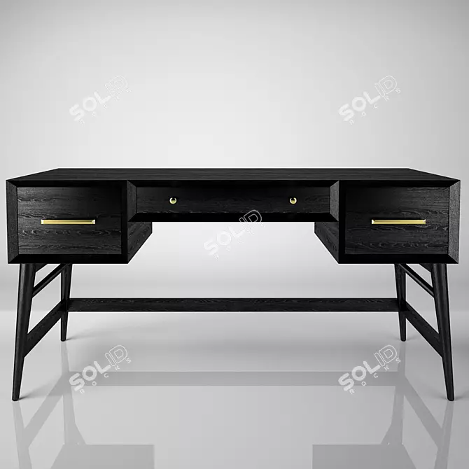 Sleek Black Writing Desk 3D model image 1