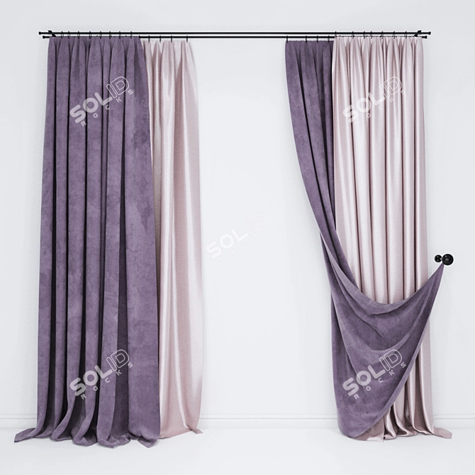 Elegant Drapery Set 3D model image 1