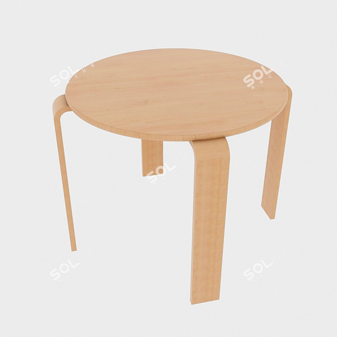 Scandi Table & Stool Set 3D model image 2