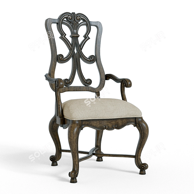 Rustic Charm Wood Armchair 3D model image 1