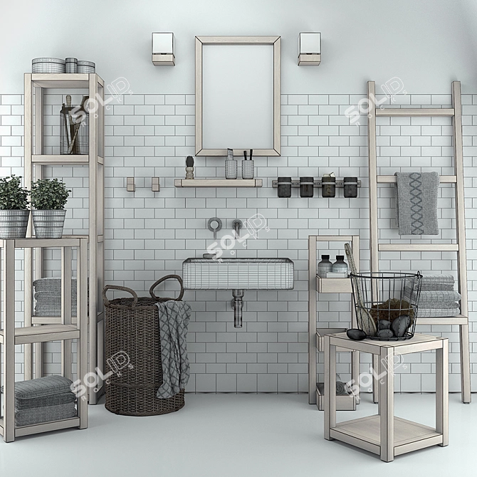 Elegant Bathroom Furniture Set 3D model image 3