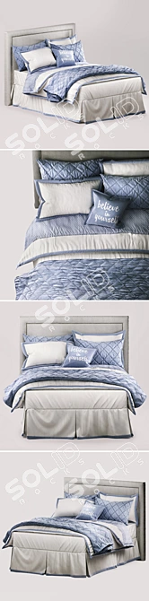 French Blue Edged Border Bedding 3D model image 2