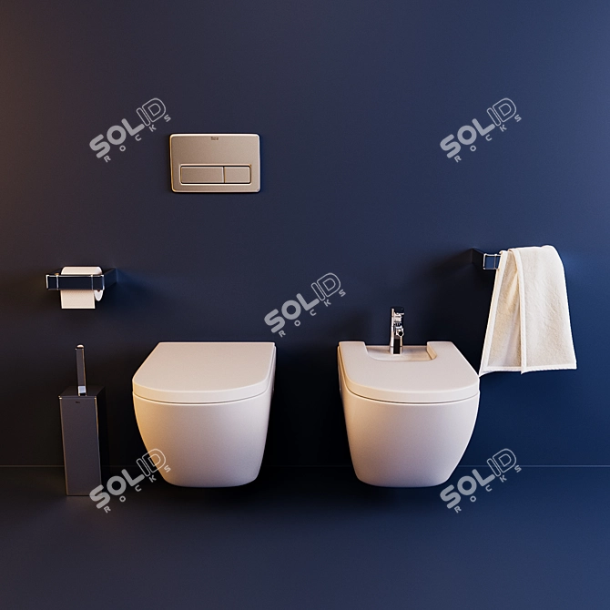 Roca The Gap Toilet & Bidet Set: Stylish and Functional 3D model image 2