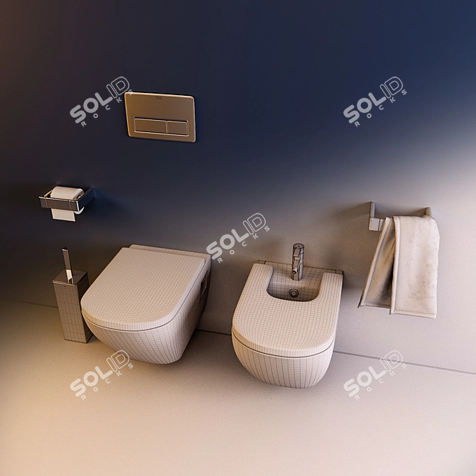 Roca The Gap Toilet & Bidet Set: Stylish and Functional 3D model image 3