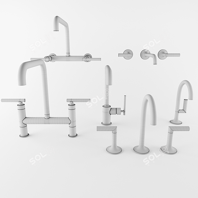 Sleek Black Faucet Collection 3D model image 3