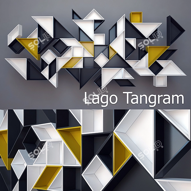 Versatile Tangram Shelving: Modern Design & Endless Configurations 3D model image 1