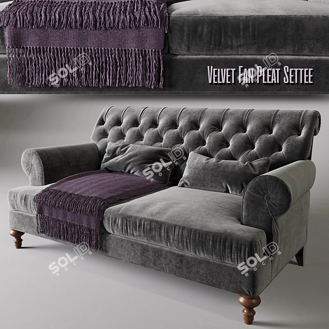 Elegant Velvet Settee & RALF Coffee Table 3D model image 1