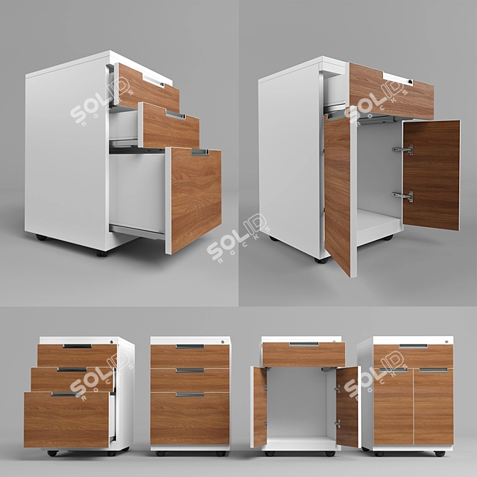 3-Drawer Lockable Mobile Pedestal 3D model image 1