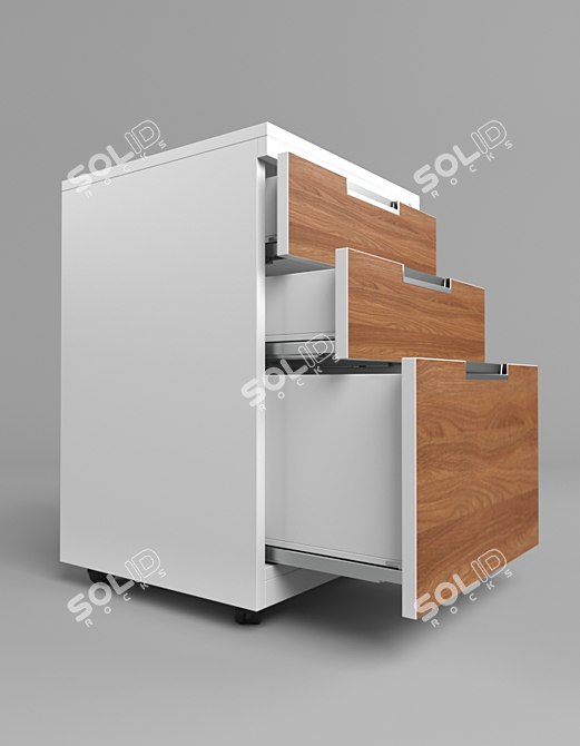 3-Drawer Lockable Mobile Pedestal 3D model image 2