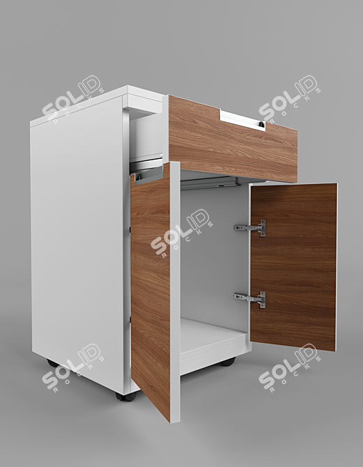 3-Drawer Lockable Mobile Pedestal 3D model image 3