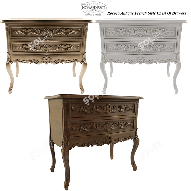 Elegant French Rococo Chest 3D model image 1