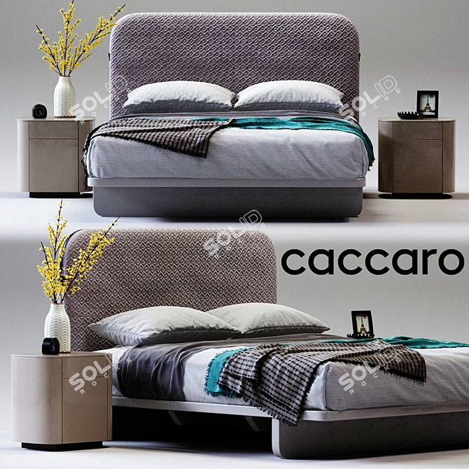 Caccaro Bed with SIDE Table | 175x223x125 cm 3D model image 1