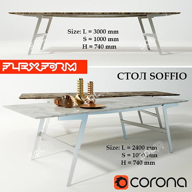 Soffio Flexform: Minimalist Italian Table 3D model image 1