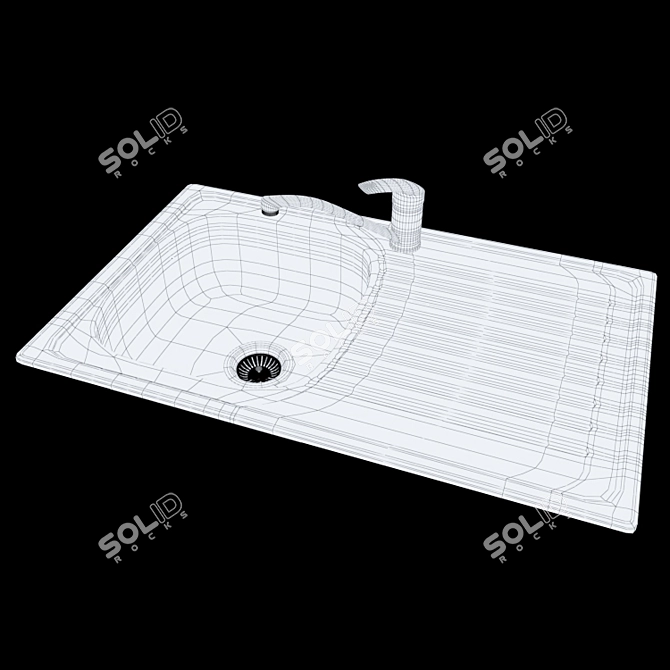 Stainless Steel Sink with Faucet 3D model image 3