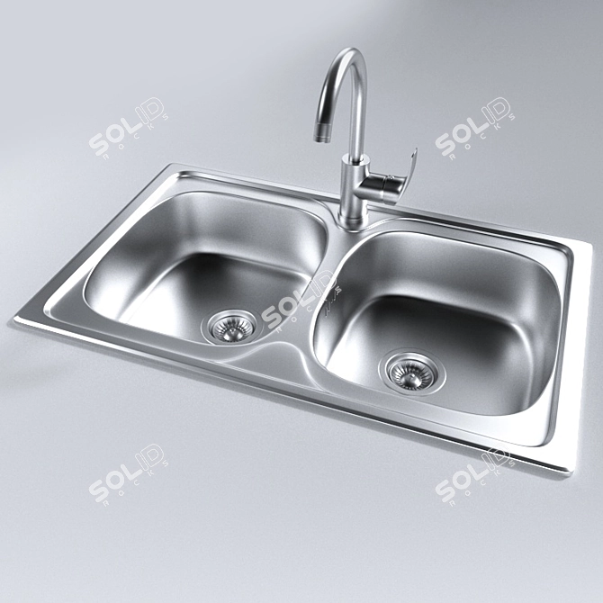 Modern Kitchen Sink with Battery 3D model image 1