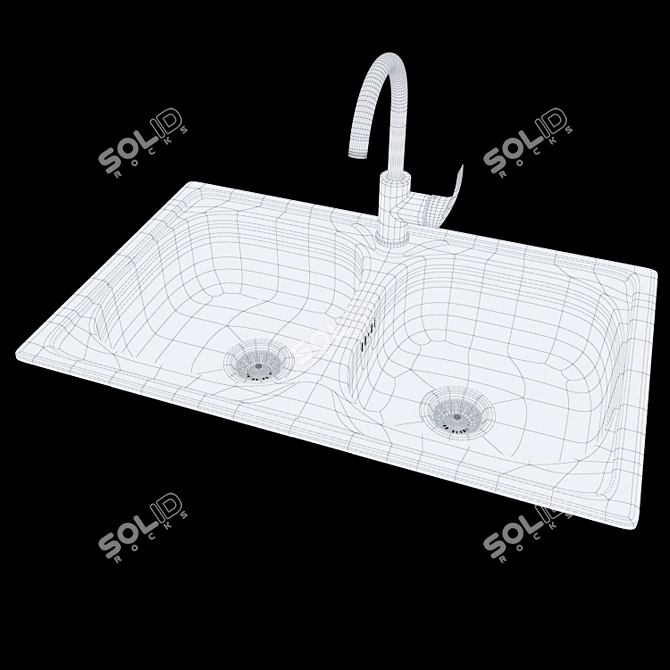 Modern Kitchen Sink with Battery 3D model image 3