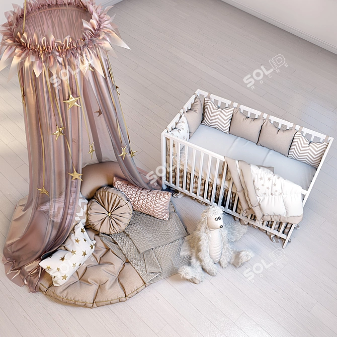 Dreamy Canopy Set: IKEA Gulliver Cot, Fluffy Rabbit 3D model image 2