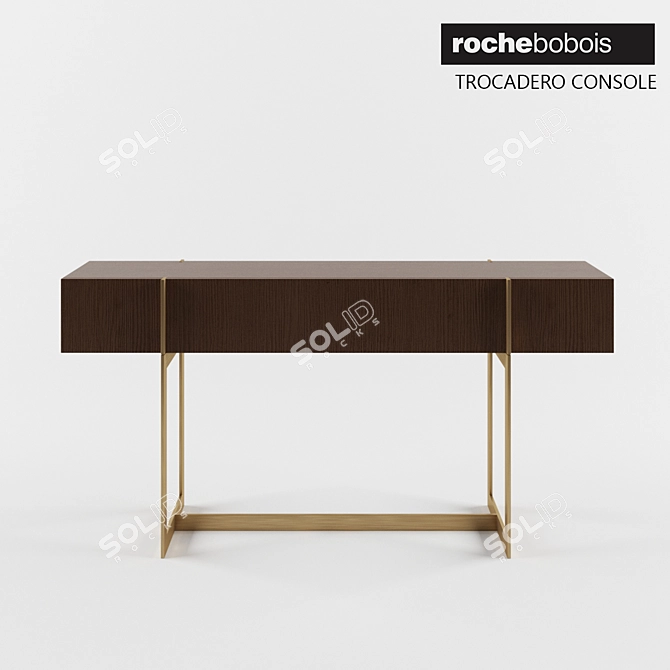 Trocadero Walnut Console with Brass Accents 3D model image 1