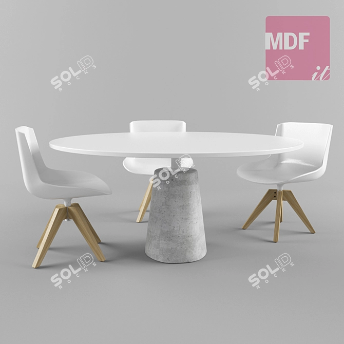 Contemporary Italian Table & Chair Set 3D model image 1