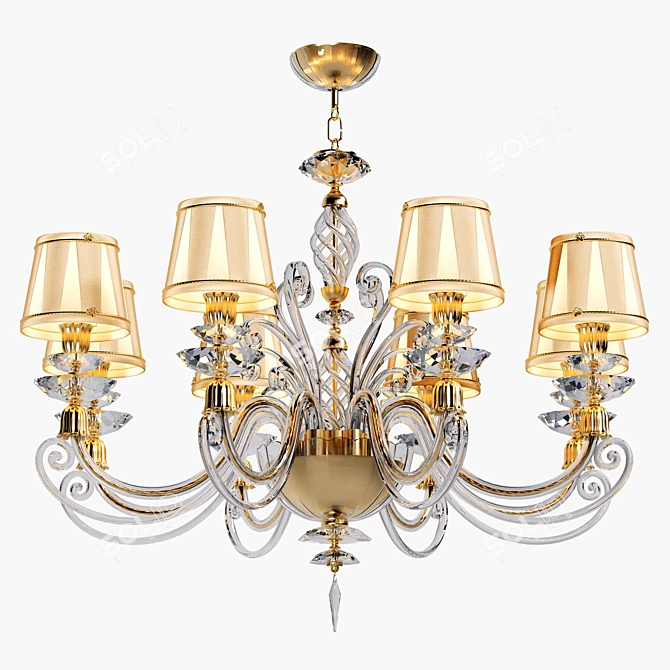 Elegant Satin Shade Chandelier 3D model image 1