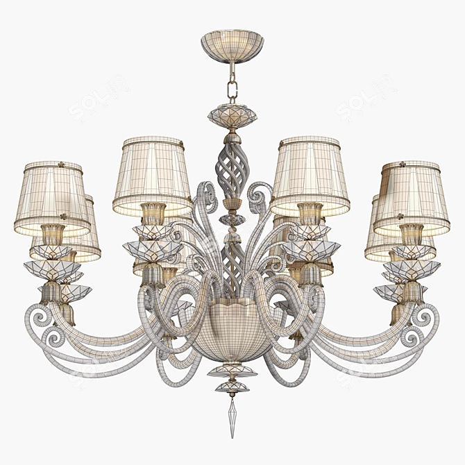 Elegant Satin Shade Chandelier 3D model image 2