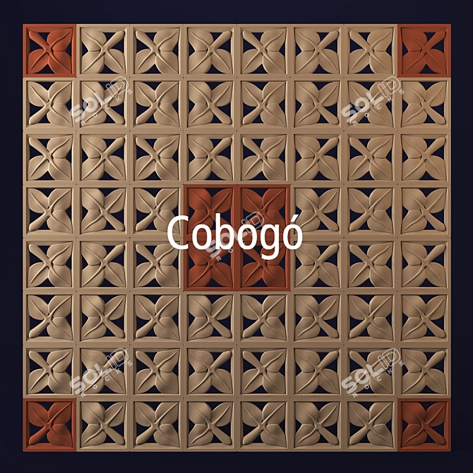 Geometric Ceramic Panel: Cobogó No.2 3D model image 1