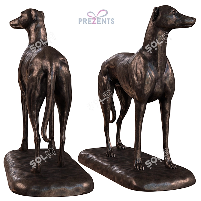 Graceful Greyhound Sculpture 3D model image 1