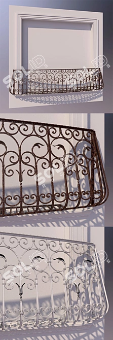 Elegant Forged Balcony Fences 3D model image 2