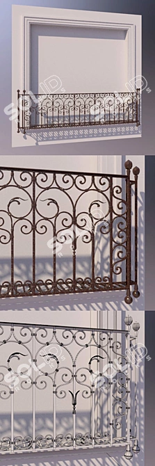 Elegant Forged Balcony Fences 3D model image 3