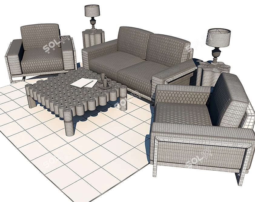 Contemporary AICO Furniture Set 3D model image 3