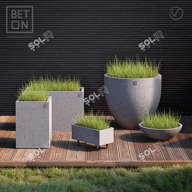 Concrete Fiber Pots by BET-ON 3D model image 1