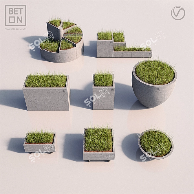 Concrete Fiber Pots by BET-ON 3D model image 2