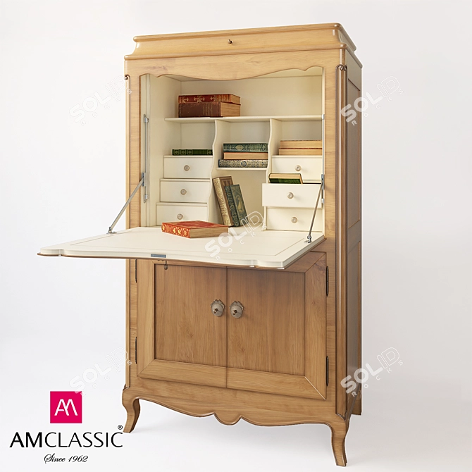 Classic Secretary Desk - AM Pompadour 3D model image 2