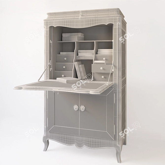 Classic Secretary Desk - AM Pompadour 3D model image 3