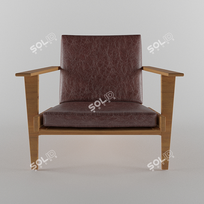 Cedar Armchair with Red Leather Pillows 3D model image 3