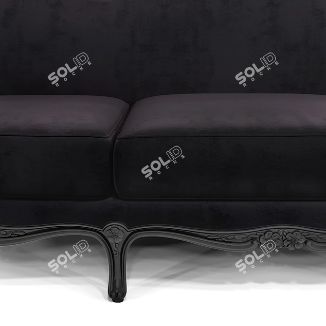 Elegant Louis Carved Sofa 3D model image 2